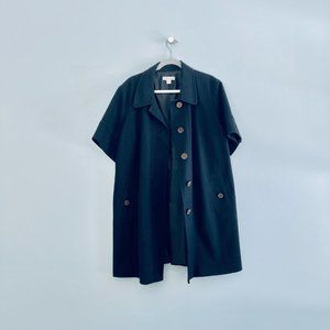 COLDWATER CREEK Black Linen Short Sleeve Long Coat - 20W